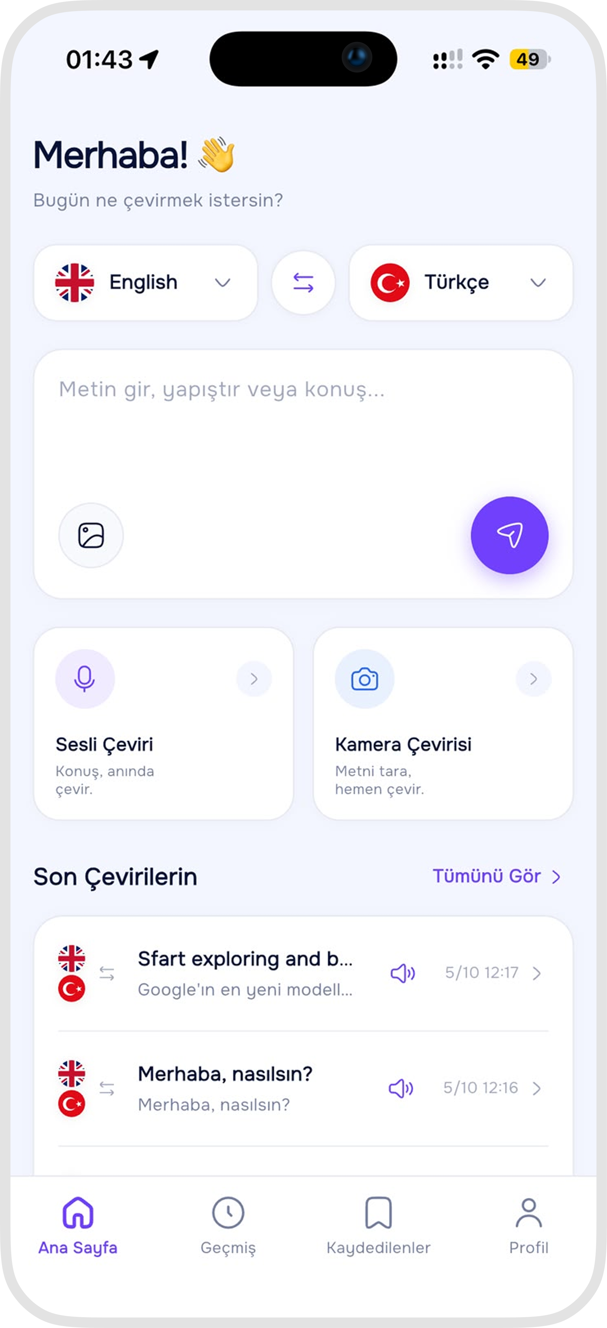 Fast Translator Ana Sayfa & Metin Çevirisi