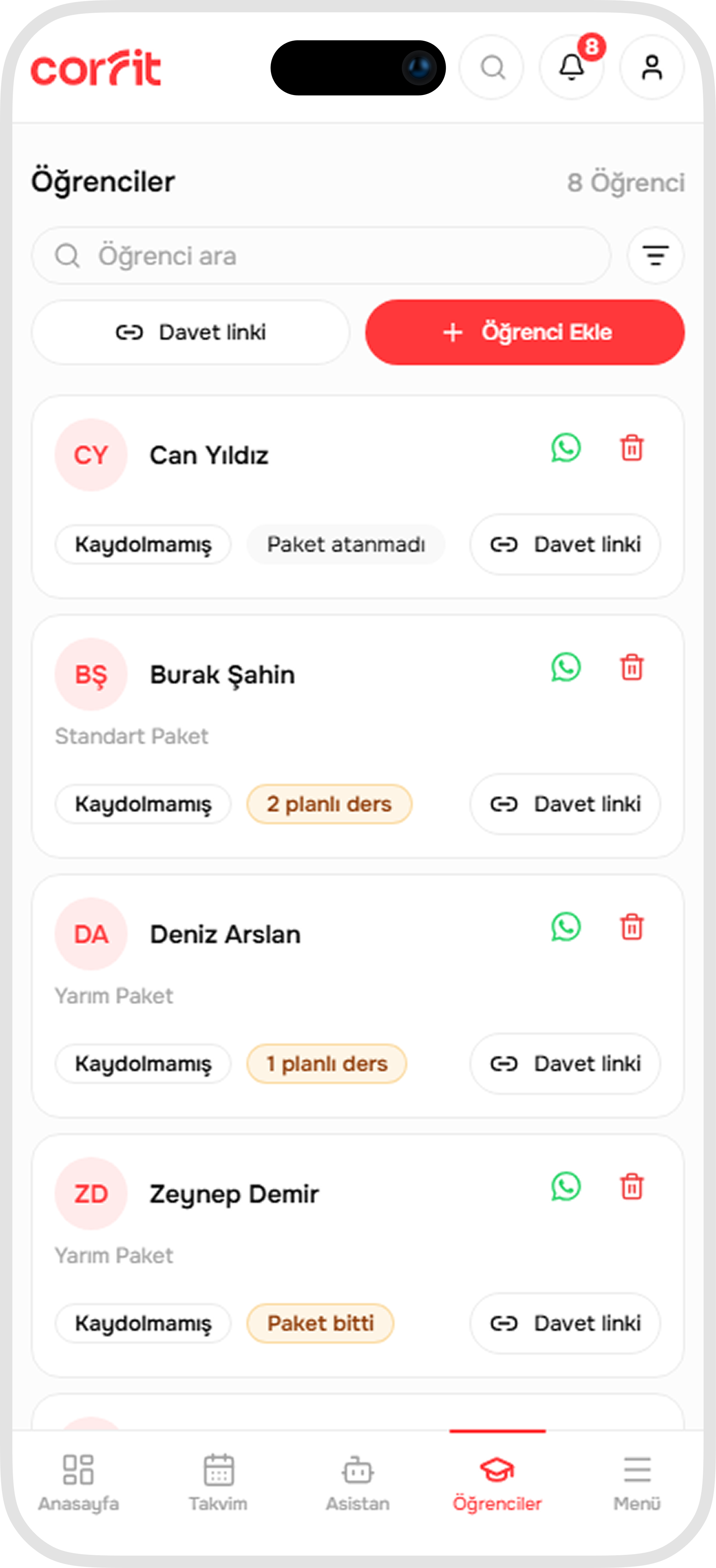 Corfit Mobil Üye Yönetimi